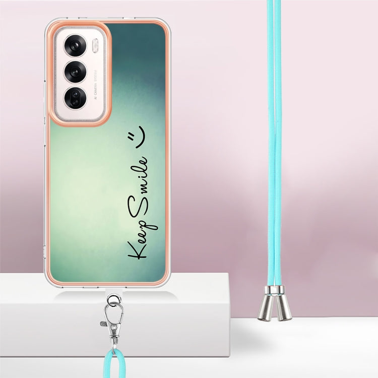 For OPPO Reno12 Global Electroplating Dual-side IMD Phone Case with Lanyard