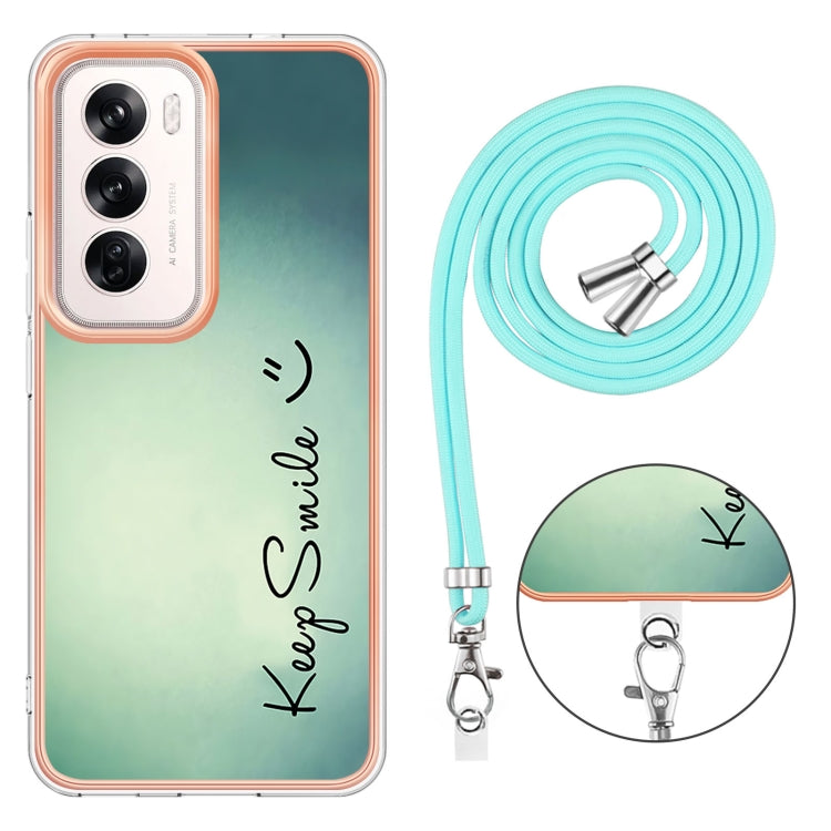 For OPPO Reno12 Global Electroplating Dual-side IMD Phone Case with Lanyard