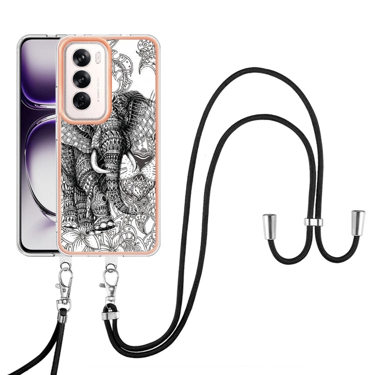 For OPPO Reno12 Global Electroplating Dual-side IMD Phone Case with Lanyard