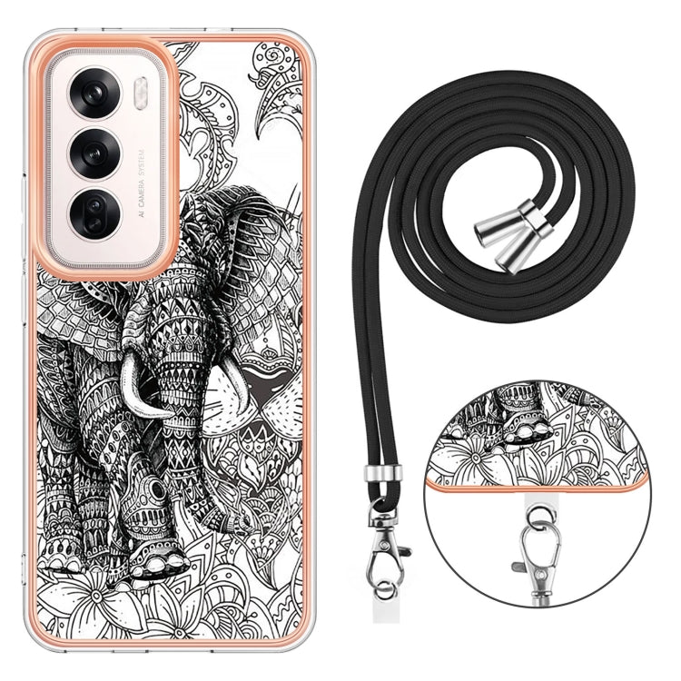 For OPPO Reno12 Global Electroplating Dual-side IMD Phone Case with Lanyard