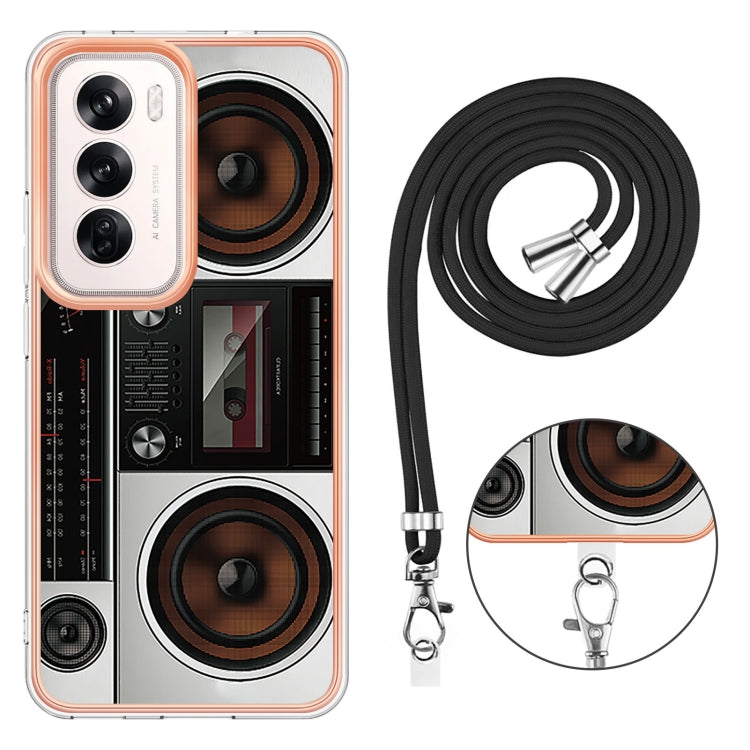 For OPPO Reno12 Global Electroplating Dual-side IMD Phone Case with Lanyard