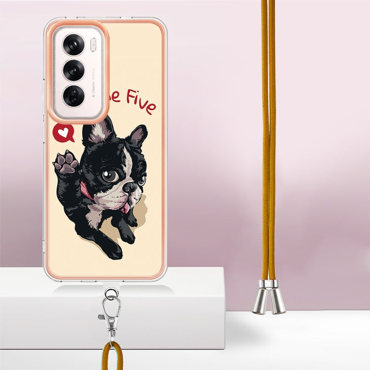 For OPPO Reno12 Global Electroplating Dual-side IMD Phone Case with Lanyard