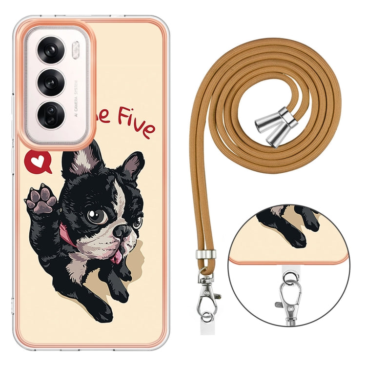 For OPPO Reno12 Global Electroplating Dual-side IMD Phone Case with Lanyard