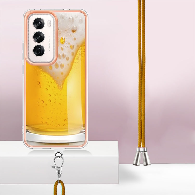 For OPPO Reno12 Global Electroplating Dual-side IMD Phone Case with Lanyard