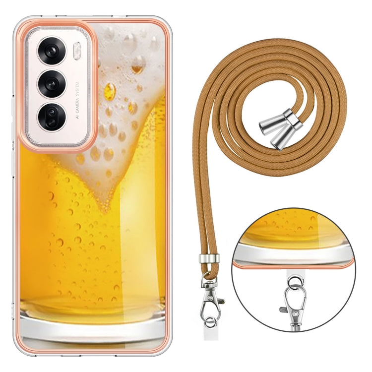 For OPPO Reno12 Global Electroplating Dual-side IMD Phone Case with Lanyard