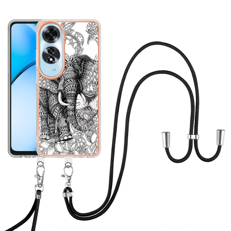 For OPPO A60 Electroplating Dual-side IMD Phone Case with Lanyard