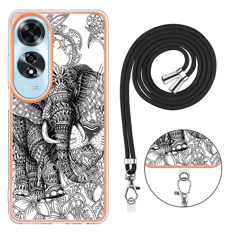 For OPPO A60 Electroplating Dual-side IMD Phone Case with Lanyard
