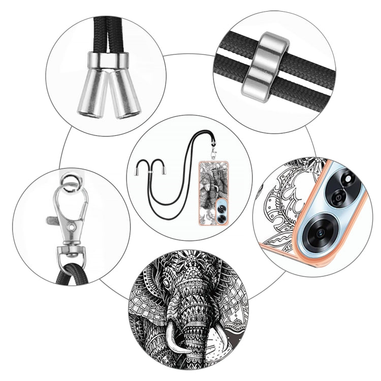For OPPO A60 Electroplating Dual-side IMD Phone Case with Lanyard
