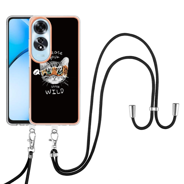For OPPO A60 Electroplating Dual-side IMD Phone Case with Lanyard