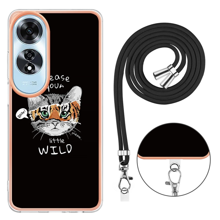 For OPPO A60 Electroplating Dual-side IMD Phone Case with Lanyard