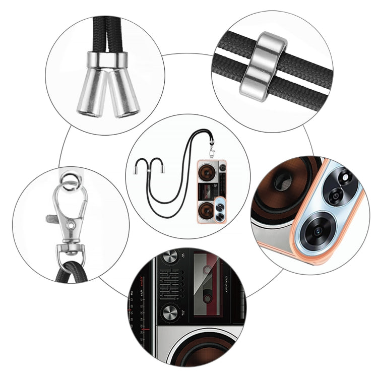 For OPPO A60 Electroplating Dual-side IMD Phone Case with Lanyard