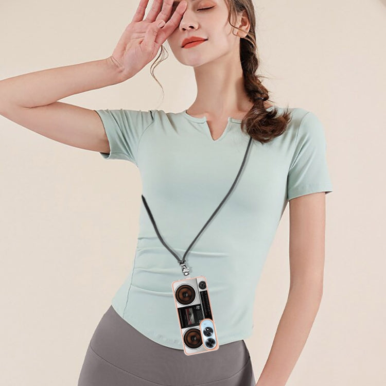 For OPPO A60 Electroplating Dual-side IMD Phone Case with Lanyard