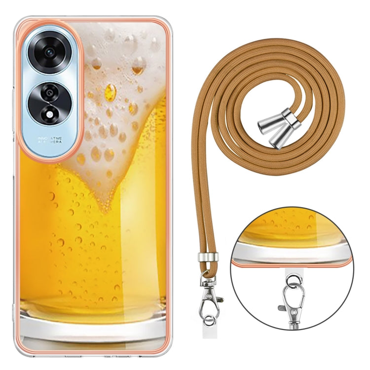 For OPPO A60 Electroplating Dual-side IMD Phone Case with Lanyard