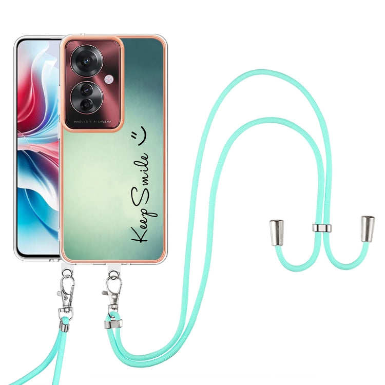 For OPPO Reno11 F 5G Global Electroplating Dual-side IMD Phone Case with Lanyard