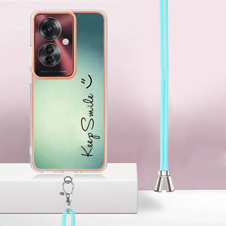 For OPPO Reno11 F 5G Global Electroplating Dual-side IMD Phone Case with Lanyard