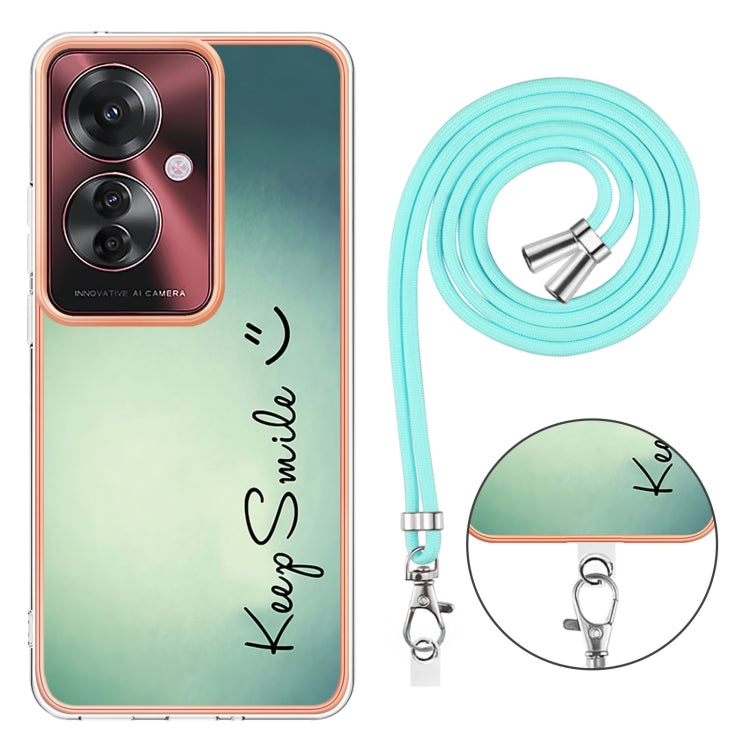 For OPPO Reno11 F 5G Global Electroplating Dual-side IMD Phone Case with Lanyard