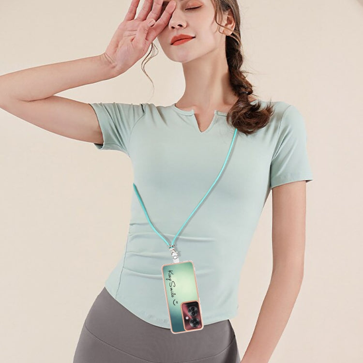 For OPPO Reno11 F 5G Global Electroplating Dual-side IMD Phone Case with Lanyard