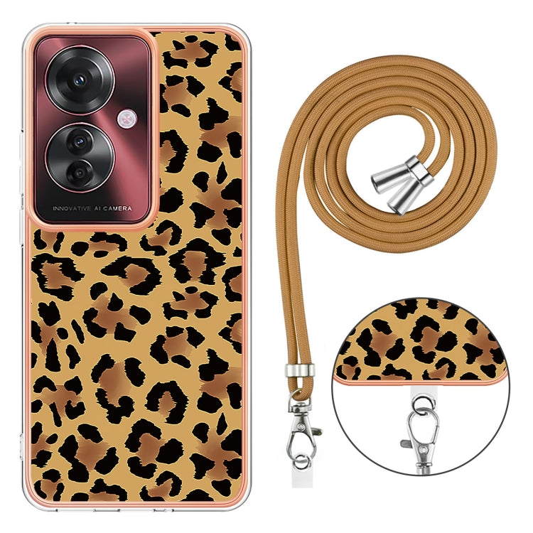 For OPPO Reno11 F 5G Global Electroplating Dual-side IMD Phone Case with Lanyard