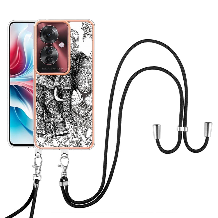For OPPO Reno11 F 5G Global Electroplating Dual-side IMD Phone Case with Lanyard