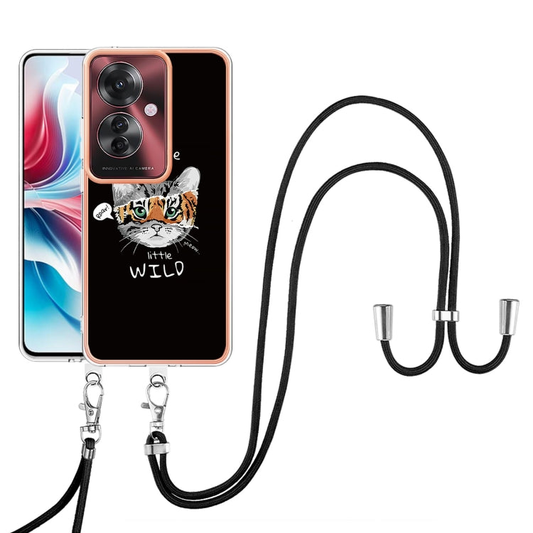For OPPO Reno11 F 5G Global Electroplating Dual-side IMD Phone Case with Lanyard