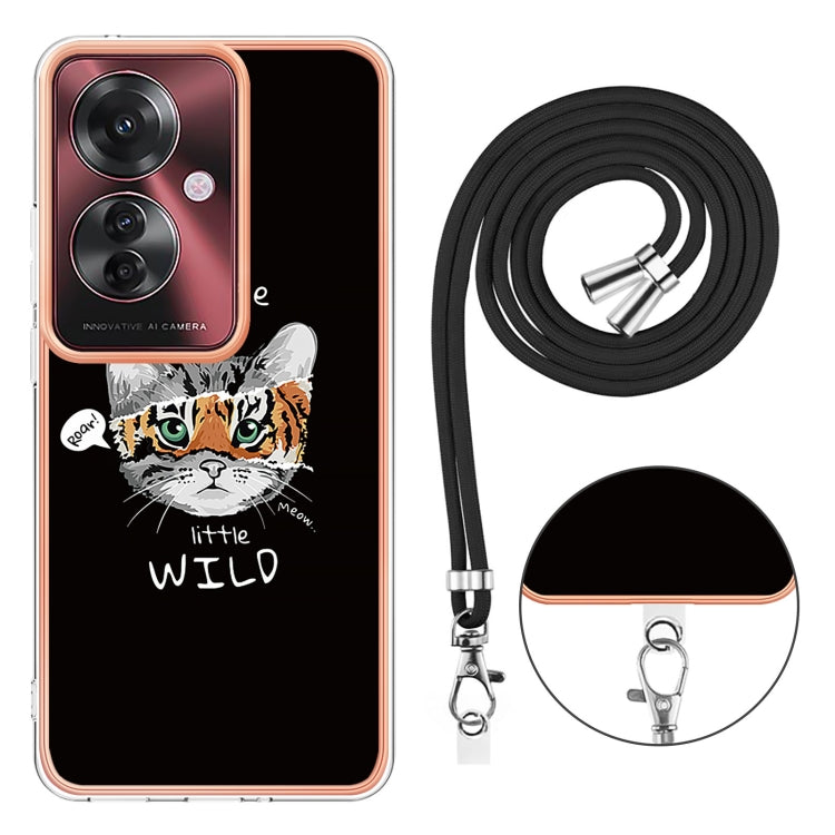 For OPPO Reno11 F 5G Global Electroplating Dual-side IMD Phone Case with Lanyard