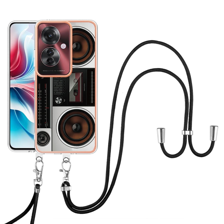 For OPPO Reno11 F 5G Global Electroplating Dual-side IMD Phone Case with Lanyard