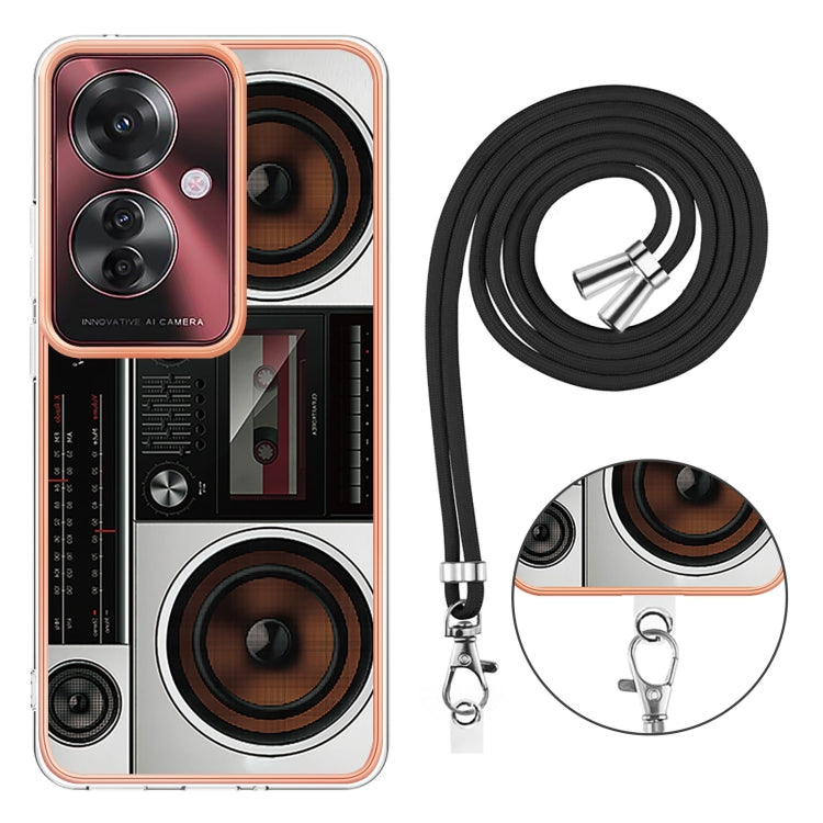For OPPO Reno11 F 5G Global Electroplating Dual-side IMD Phone Case with Lanyard
