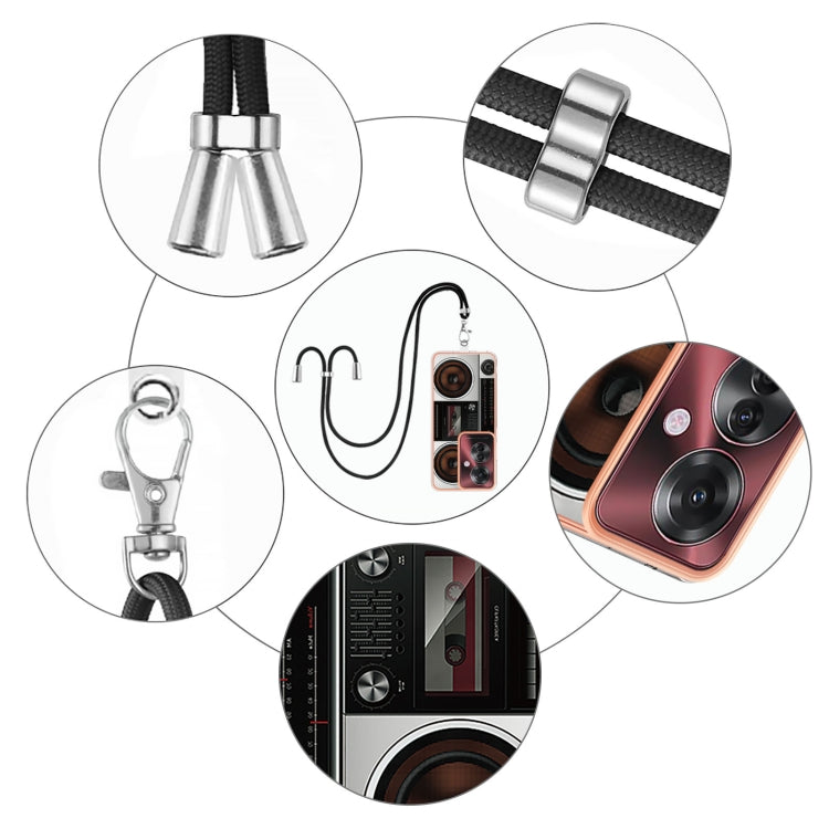 For OPPO Reno11 F 5G Global Electroplating Dual-side IMD Phone Case with Lanyard