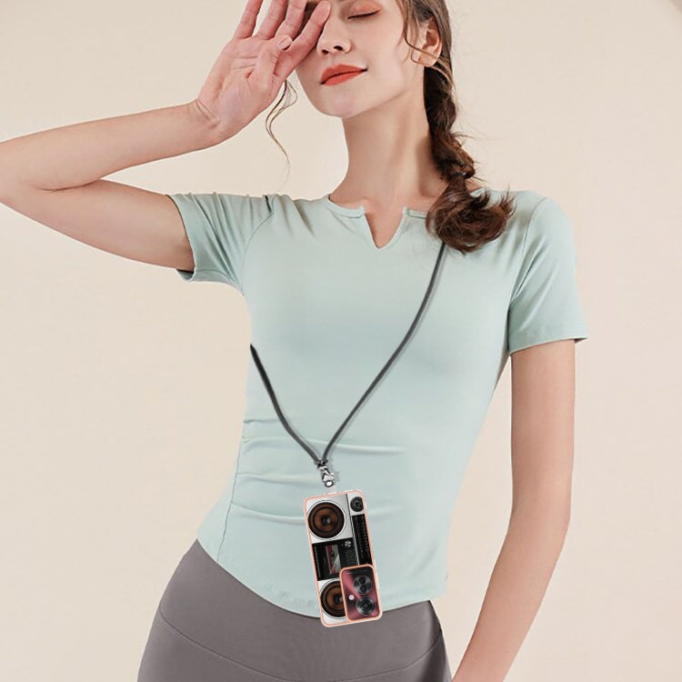 For OPPO Reno11 F 5G Global Electroplating Dual-side IMD Phone Case with Lanyard
