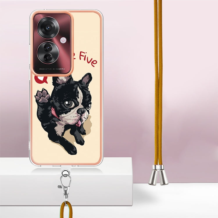 For OPPO Reno11 F 5G Global Electroplating Dual-side IMD Phone Case with Lanyard