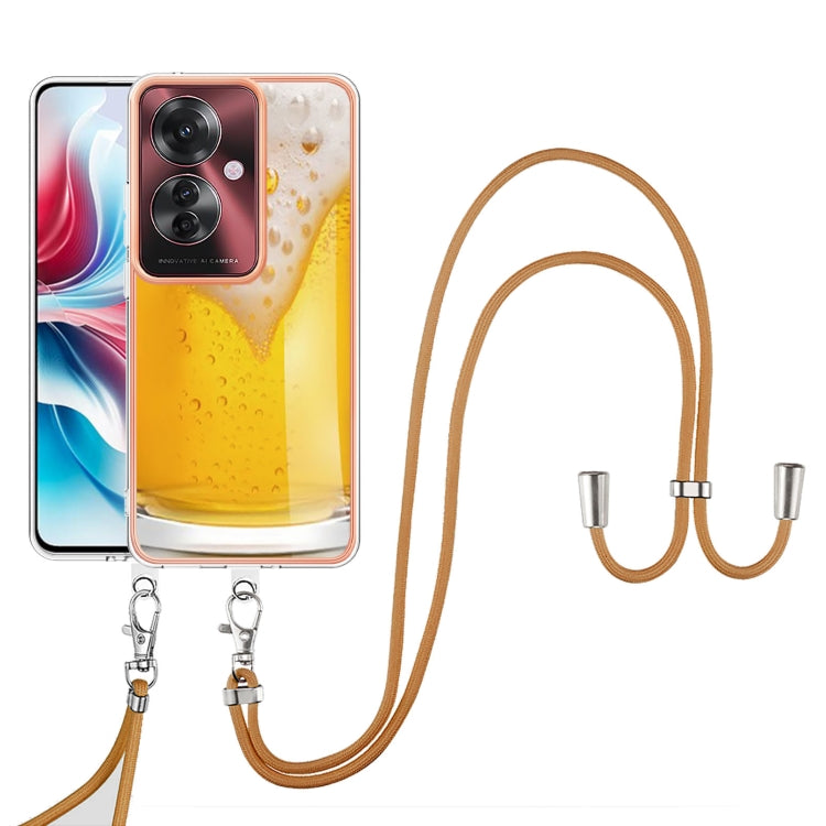 For OPPO Reno11 F 5G Global Electroplating Dual-side IMD Phone Case with Lanyard