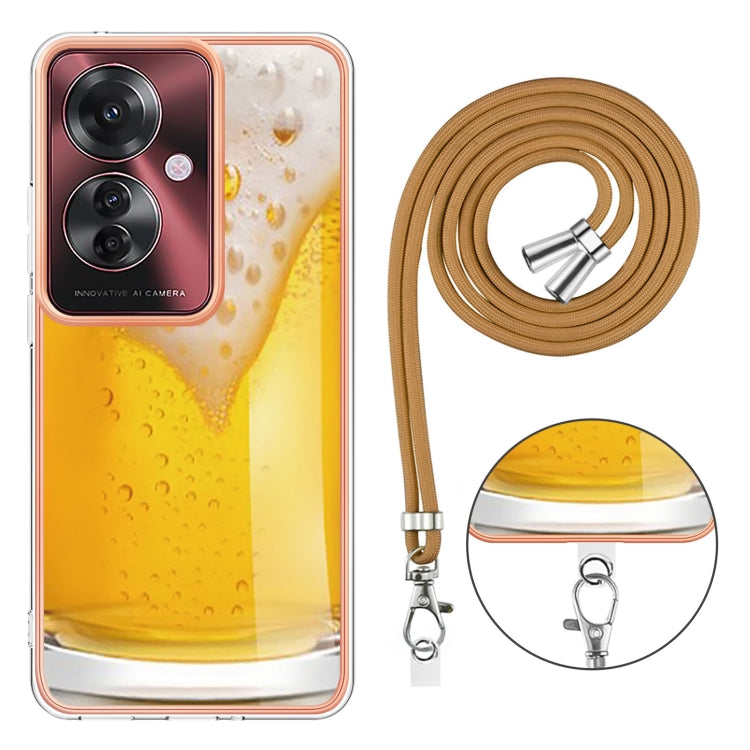 For OPPO Reno11 F 5G Global Electroplating Dual-side IMD Phone Case with Lanyard