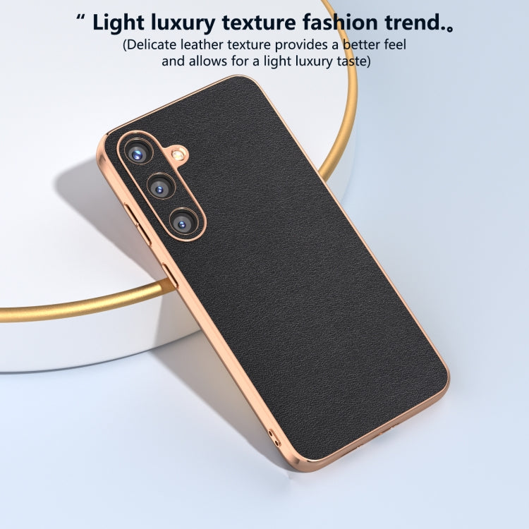 For Samsung Galaxy S24 5G Genuine Leather Xiaoya Series Nano Plating Phone Case