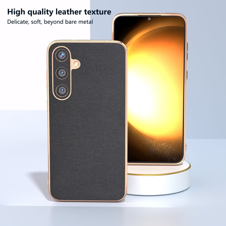 For Samsung Galaxy S24 5G Genuine Leather Xiaoya Series Nano Plating Phone Case