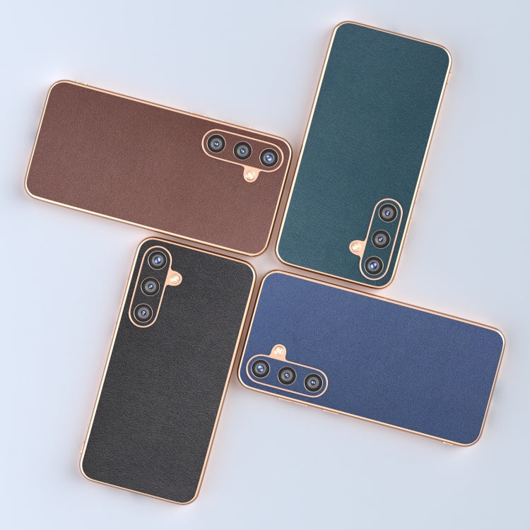 For Samsung Galaxy S24 5G Genuine Leather Xiaoya Series Nano Plating Phone Case