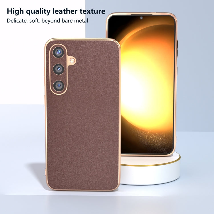 For Samsung Galaxy S24 5G Genuine Leather Xiaoya Series Nano Plating Phone Case