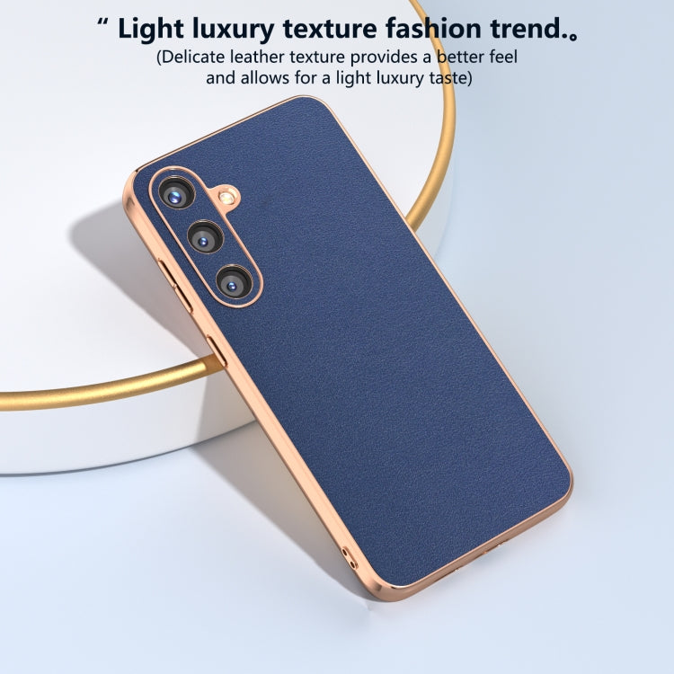 For Samsung Galaxy S24 5G Genuine Leather Xiaoya Series Nano Plating Phone Case