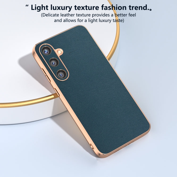For Samsung Galaxy S24 5G Genuine Leather Xiaoya Series Nano Plating Phone Case