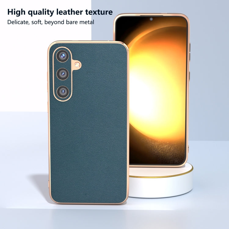 For Samsung Galaxy S24 5G Genuine Leather Xiaoya Series Nano Plating Phone Case