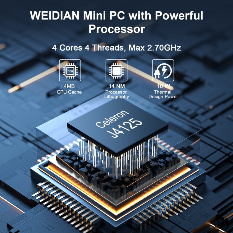 HYSTOU PO9B-J4125-4L Embedded Intel Celeron J4125 Processor Four Network Ports Mini Host, Specification: