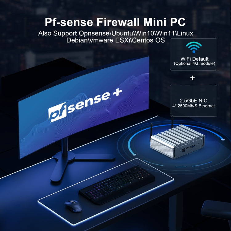 HYSTOU PO9B-J4125-4L Embedded Intel Celeron J4125 Processor Four Network Ports Mini Host, Specification: