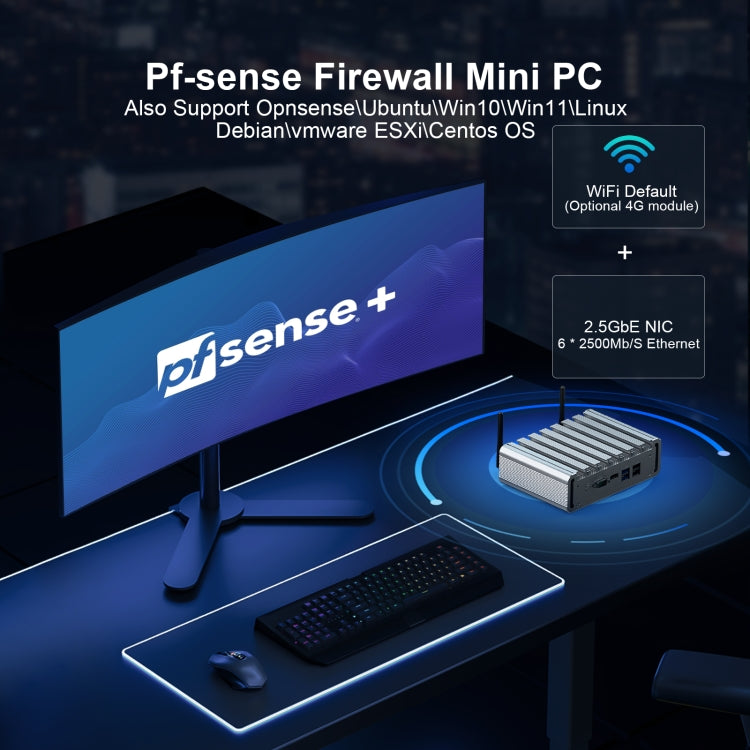 HYSTOU PO9B-J4125-6L Embedded Intel Celeron J4125 Processor Six Network Ports Mini Host, Specification: