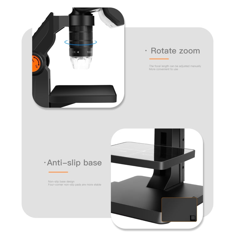 P110 50X-1000X Desktop Electronic Digital Microscope with 4.3 inch Screen
