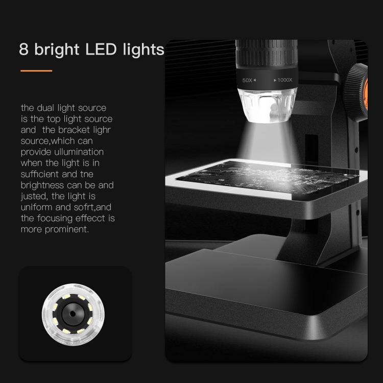 P110 50X-1000X Desktop Electronic Digital Microscope with 4.3 inch Screen