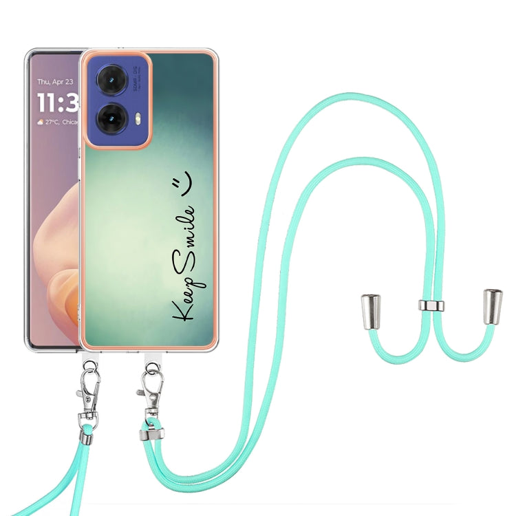 For Motorola Moto G85 Electroplating Dual-side IMD Phone Case with Lanyard