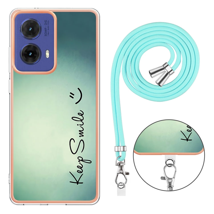 For Motorola Moto G85 Electroplating Dual-side IMD Phone Case with Lanyard