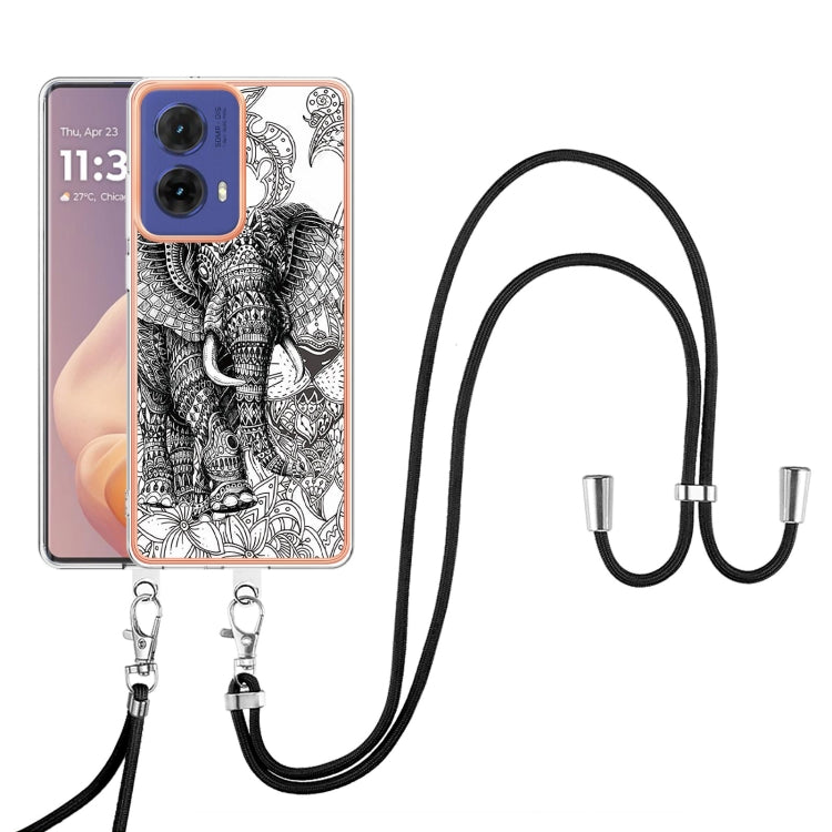 For Motorola Moto G85 Electroplating Dual-side IMD Phone Case with Lanyard