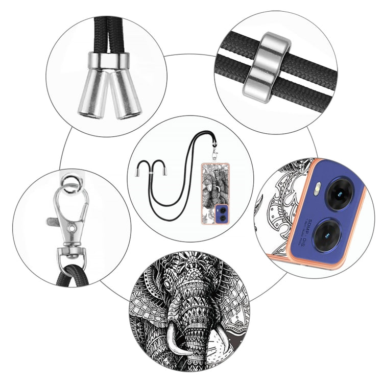 For Motorola Moto G85 Electroplating Dual-side IMD Phone Case with Lanyard