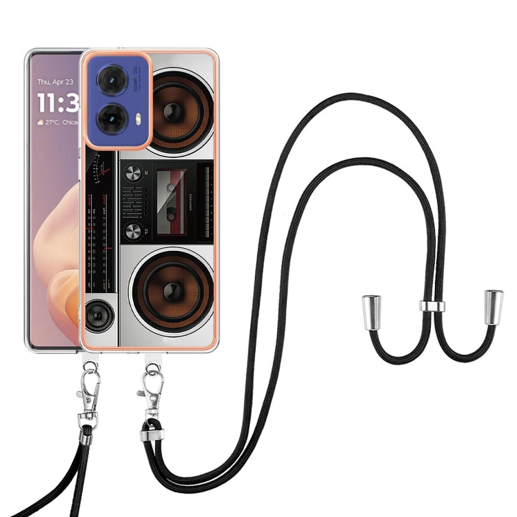 For Motorola Moto G85 Electroplating Dual-side IMD Phone Case with Lanyard