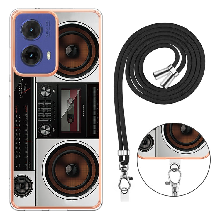 For Motorola Moto G85 Electroplating Dual-side IMD Phone Case with Lanyard